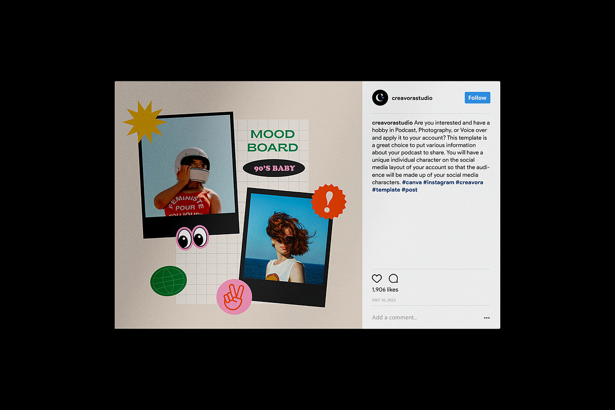 Pop90s Social Media Templates, a Social Media Template by Creavora (Photo 6 of 11)