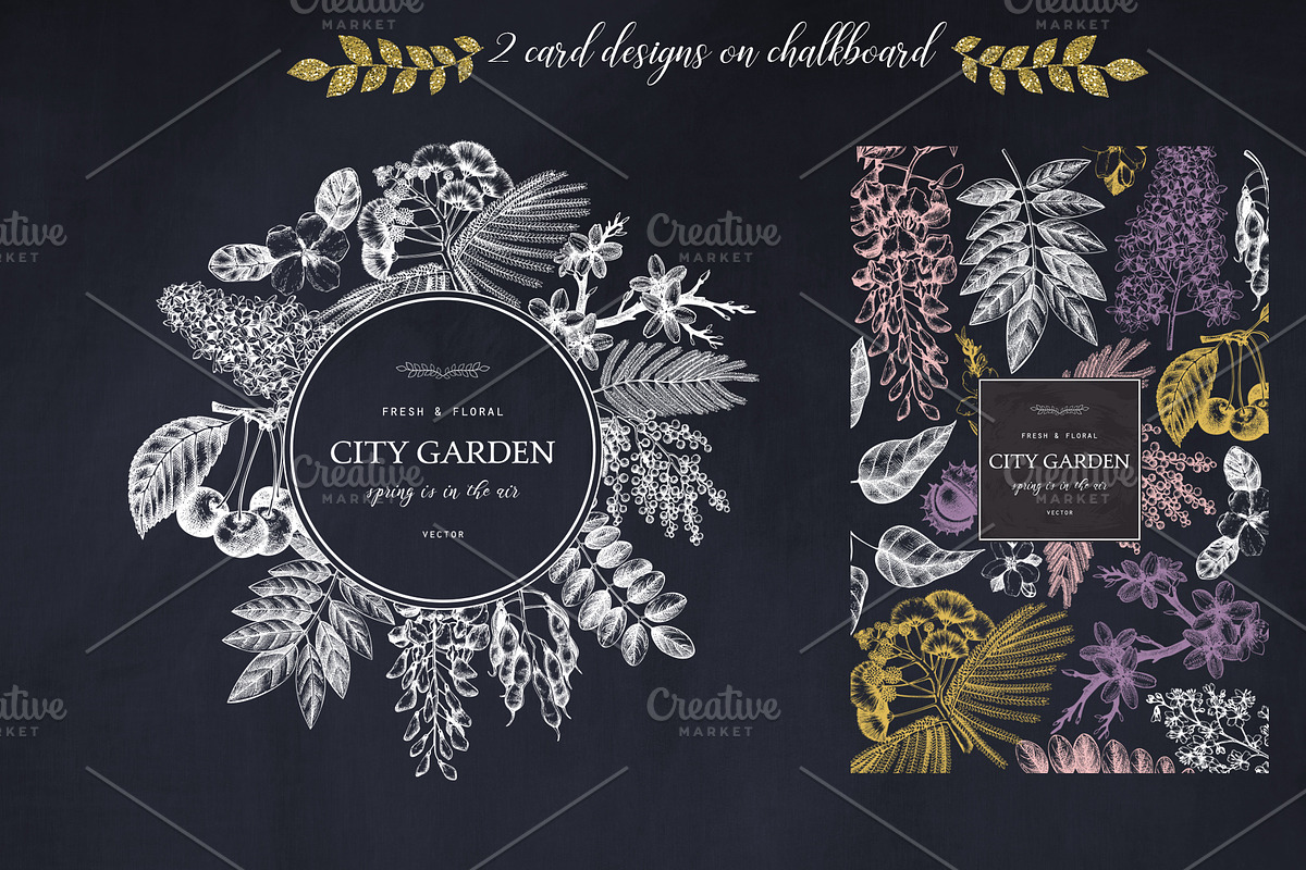 Garden trees sketches. Floral vector, a Decorative Illustration by Yevheniia (Photo 6 of 9)