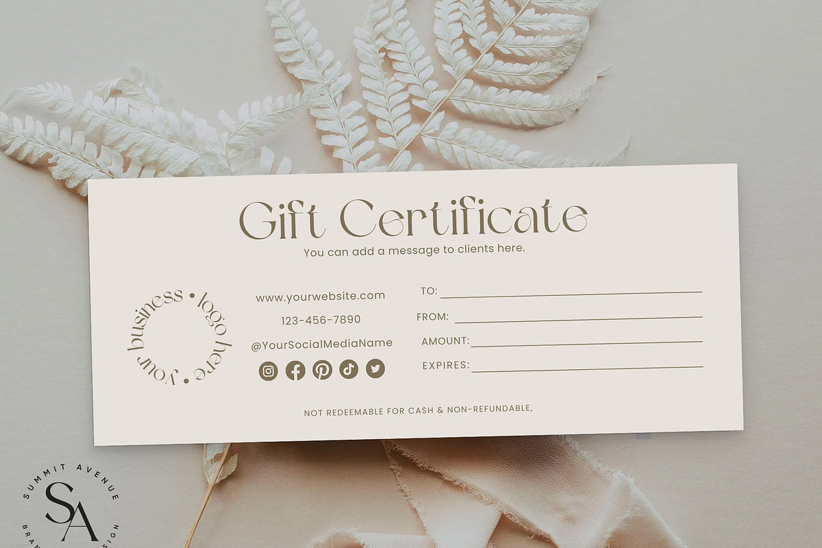 Luxury Gift Certificate Canva Design, a Business Card Template by Summit Avenue (Photo 3 of 6)