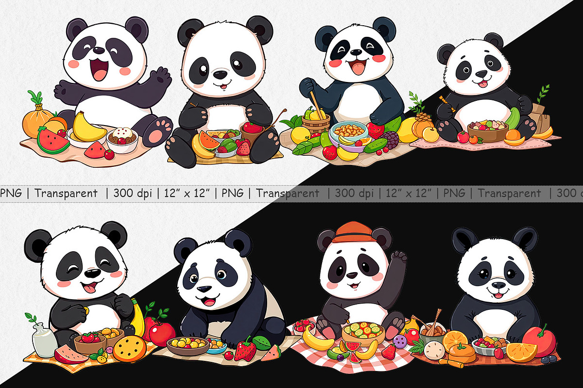 Picnic Panda Clipart, a Graphic by Artnoy (Photo 2 of 5)