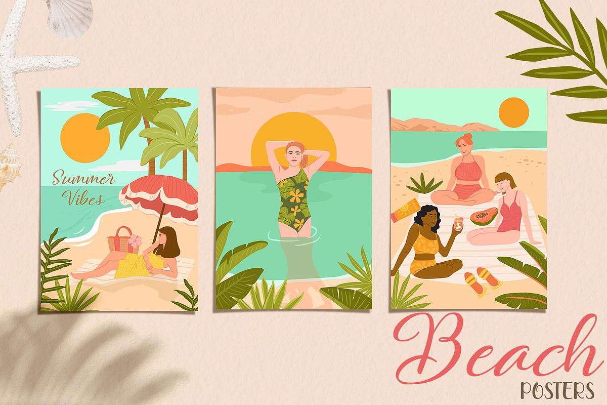 Tropical Summer Beach Illustrations, a Background Graphic by CreativeChristiana (Photo 6 of 14)