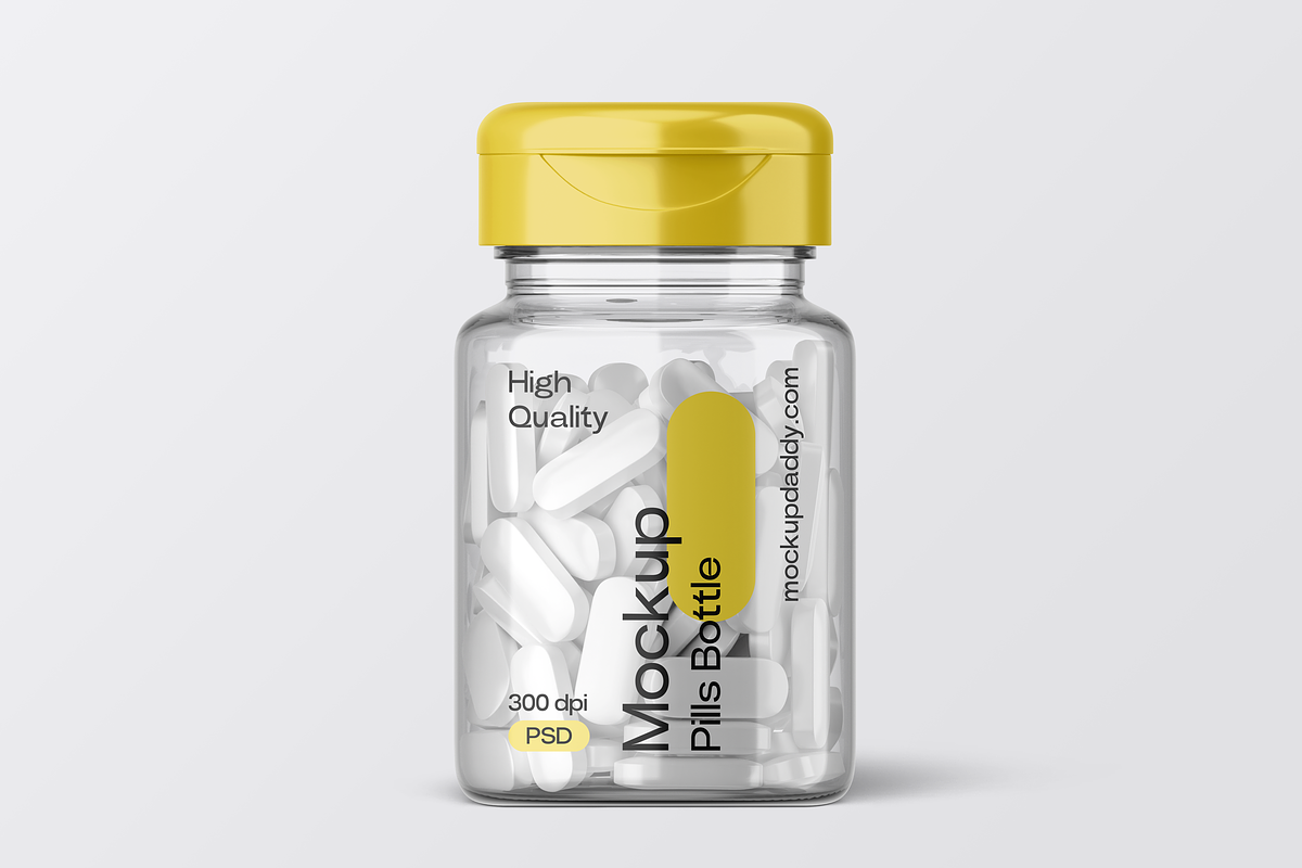 Mini Pill Bottle Mockup with Cap, a Cups & Container Mockup by Mockupdaddy (Photo 23 of 27)