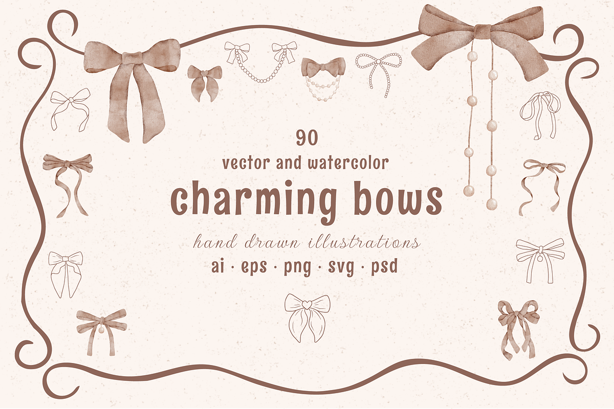 Charming hand drawn bows set, a Decorative Illustration by soboleva alya (Photo 1 of 10)