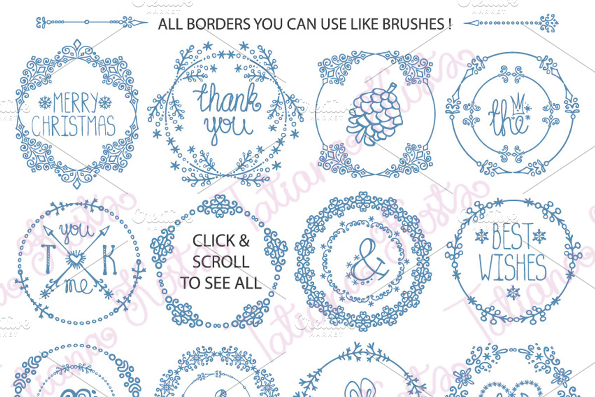 Winter borders,wreath frames,decor, a Decorative Illustration by Tatianakost49 (Photo 3 of 5)
