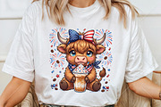 Patriotic Highland Cow PNG, a Seasonal Illustration by Canvas Craft (Thumbnail 6 of 6)