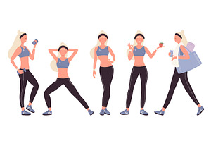 Female Fitness Trainer Poses in, a Person Illustration by Flashvector
