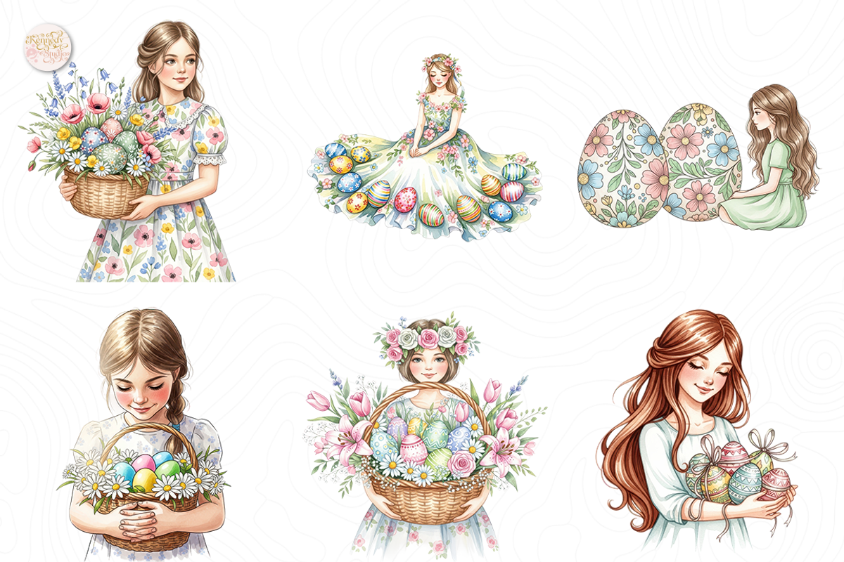 Spring Easter Girl PNG Clipart Cute., a Person Illustration by KennedyStudio (Photo 3 of 5)