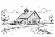 Rustic Farmhouse Landscape Set, an Illustration by Designs_River (Thumbnail 4 of 7)