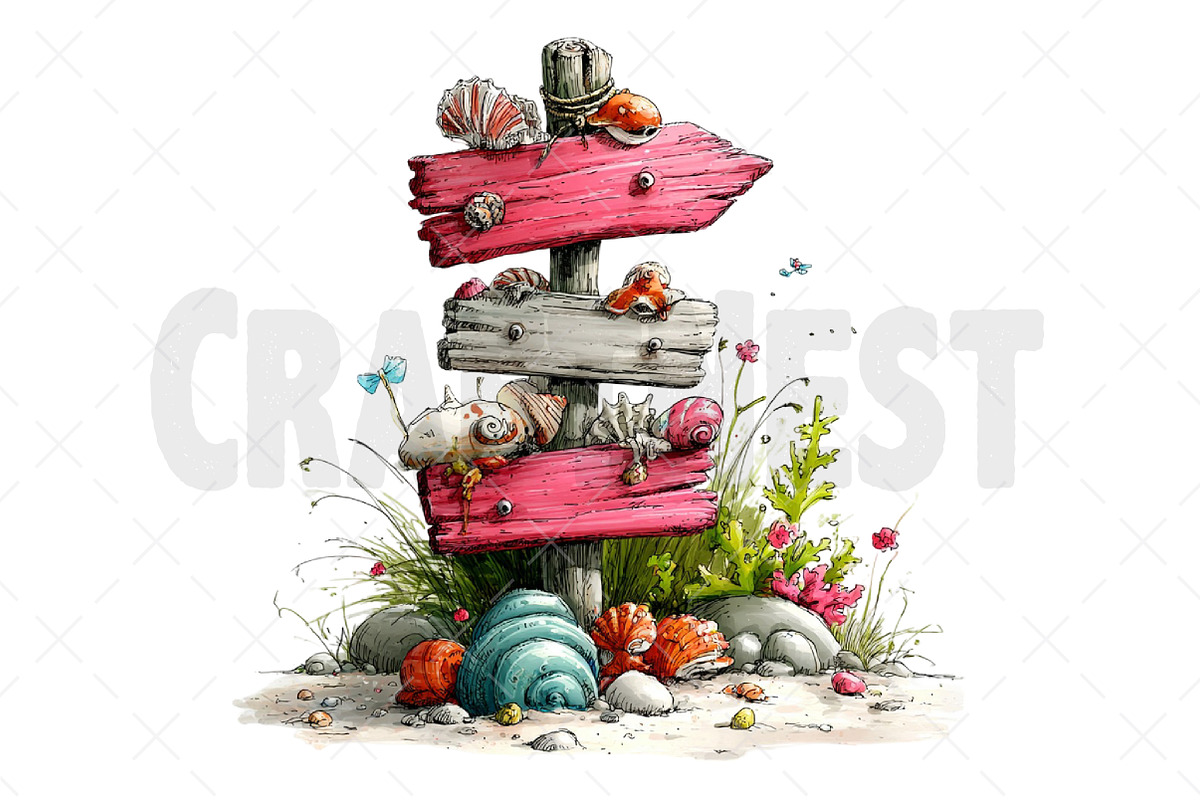 Summer Wood Sign Board Clipart, an Illustration by Craft Nest (Photo 10 of 12)