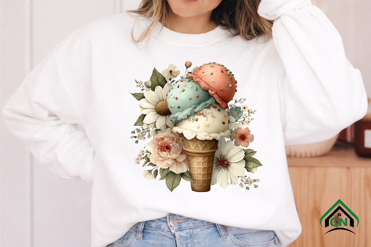 Whimsical Summer Ice Cream Clipart, an Illustration by Craft Nest (Photo 7 of 12)