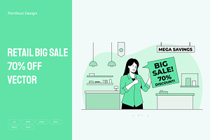 Retail Big Sale 70% Off Vector, a Person Illustration by Partikusi Design