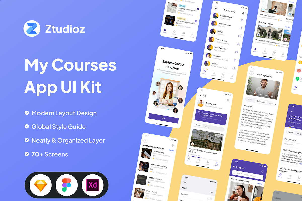 My Courses - Online Courses UI Kit, an UI Kit Template by Ztudioz (Photo 1 of 4)