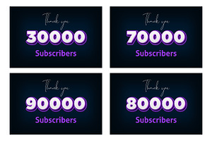 Purple 3D Subscribers Banners Set 6