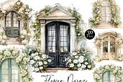 White Flowers Doors Clipart Bundle, a Decorative Illustration by Design Scotch (Thumbnail 1 of 8)