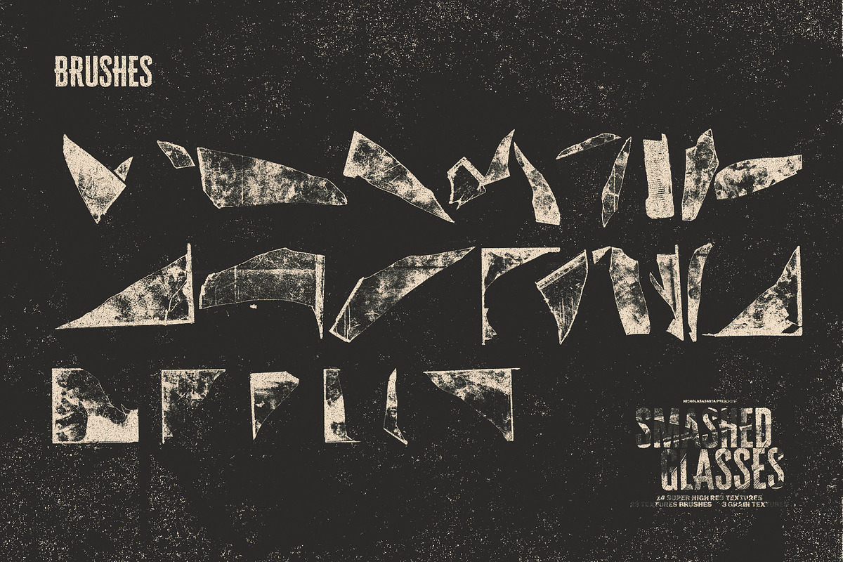 Smashed Glasses Textures + Brushes, a Texture Graphic by nicholasasmita (Photo 4 of 11)