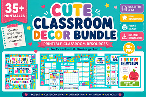 Cute Classroom Decor Bundle, an Education Illustration by C Design Studio