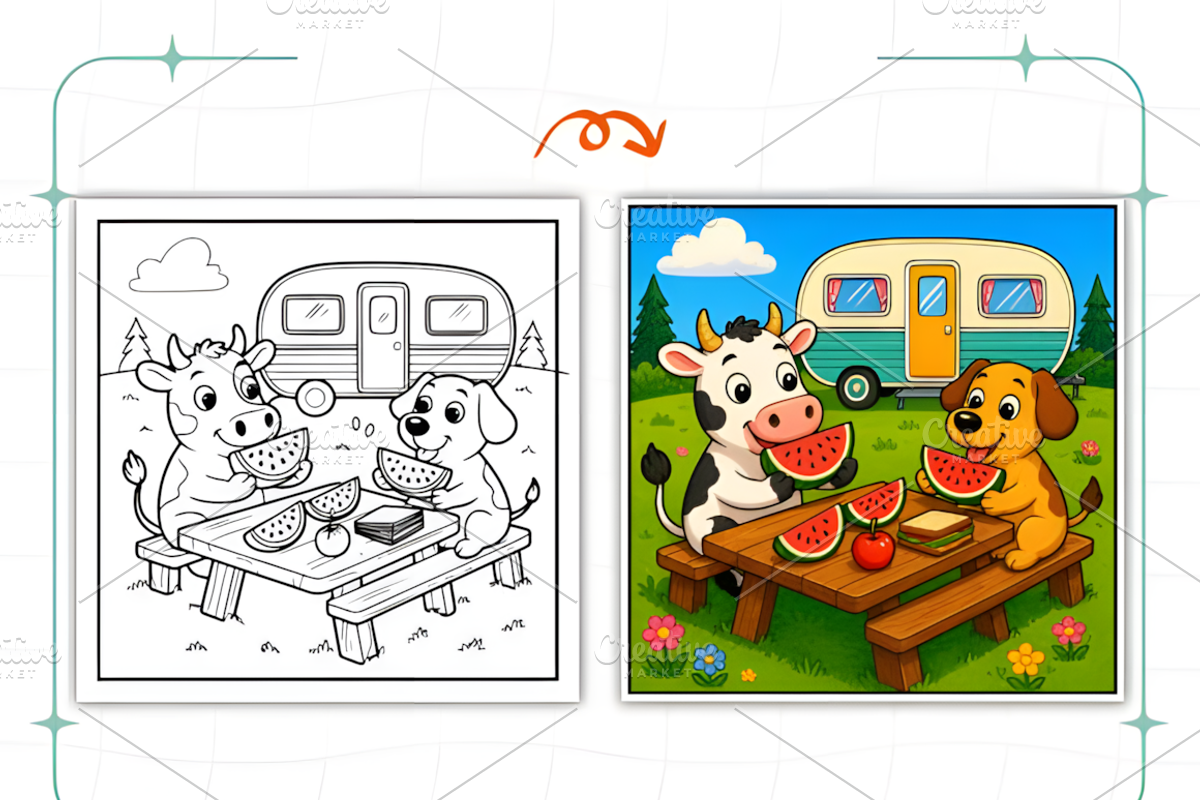 Summer Camping Bold Easy Coloring, a Seasonal Illustration by Ink Gallery (Photo 6 of 7)