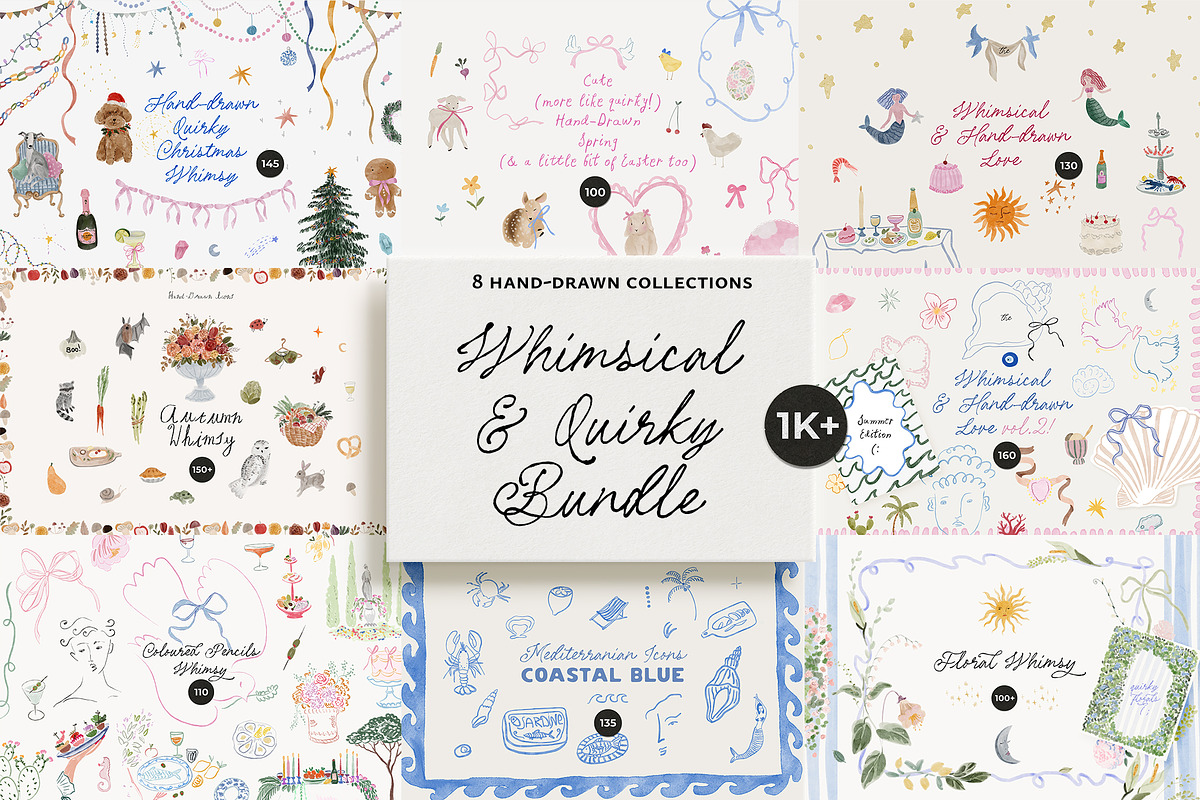 1,000+ Hand-Drawn Whimsical Bundle, a Decorative Illustration by Lana Elanor (Photo 1 of 9)