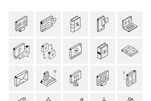 Isometric Translation Icon Set