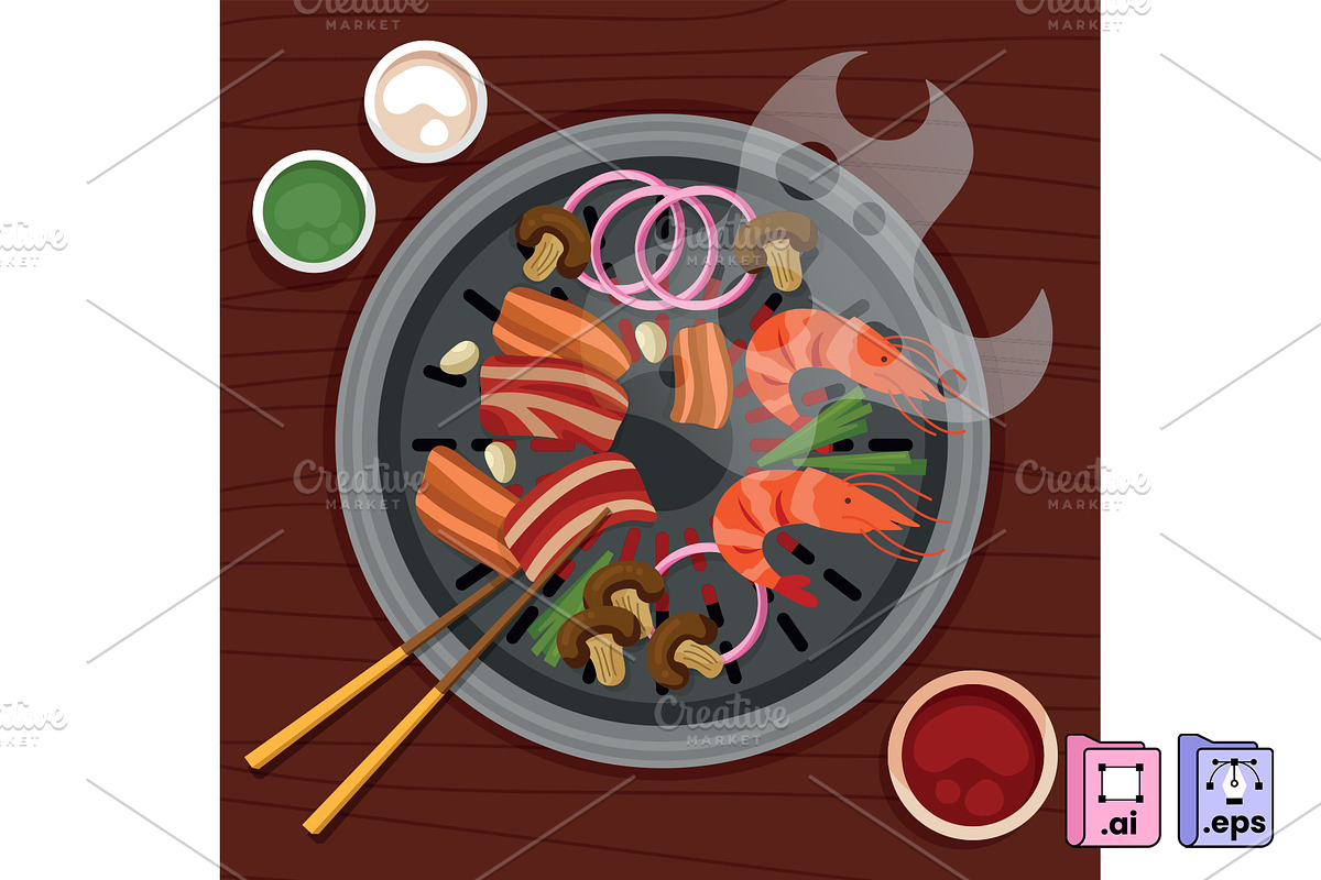 Hand Drawn Korean BBQ Illustration, a Food Illustration by MISS CHATZ (Photo 2 of 3)