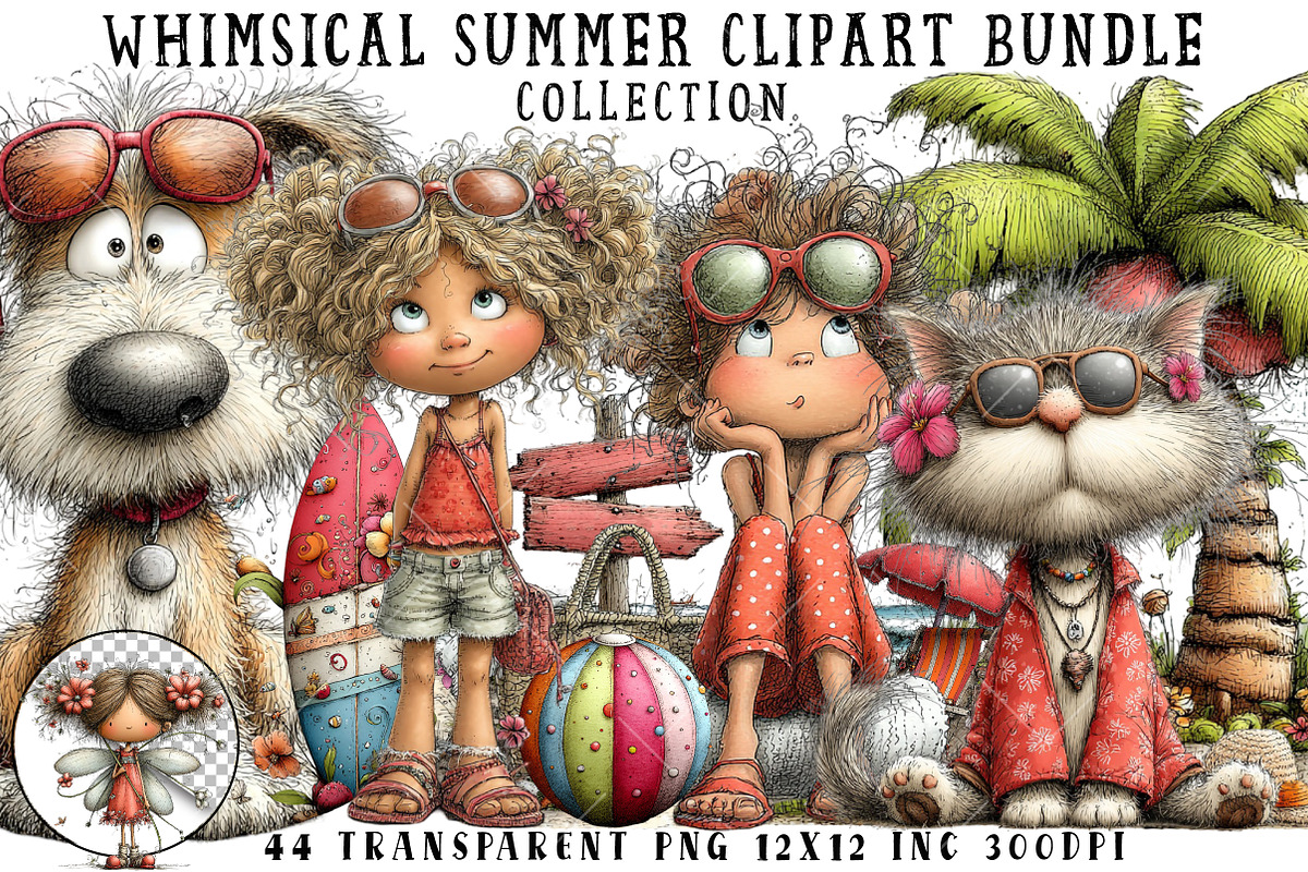 Whimsical Summer Clipart Bundle, an Illustration by OK Design (Photo 1 of 6)