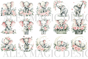 18 Baby Elephant Clipart, an Animal Illustration by Pati Charm Studio (Thumbnail 2 of 8)