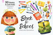Back to school-watercolor set, an Education Illustration by KatBranchArt (Thumbnail 1 of 5)