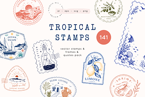 Tropical Vector Stamps & Frames
