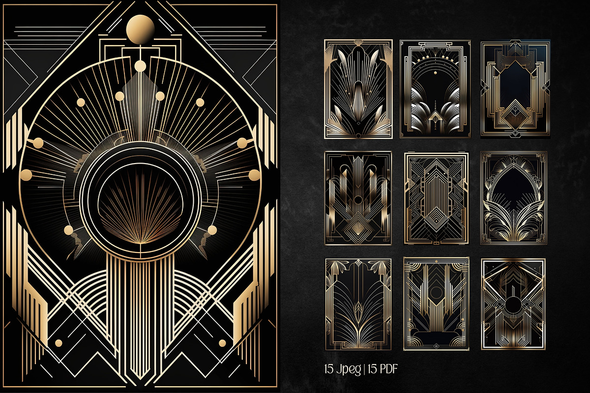 Gold Black Art Deco Wall Art Posters, an Illustration by VectorPanther (Photo 3 of 8)