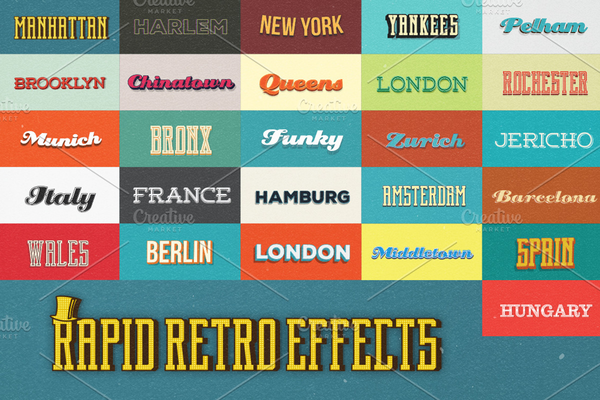 Retrohat™ Graphic Styles, a Layer Style Add-On by Layerform Design Co. (Photo 4 of 5)