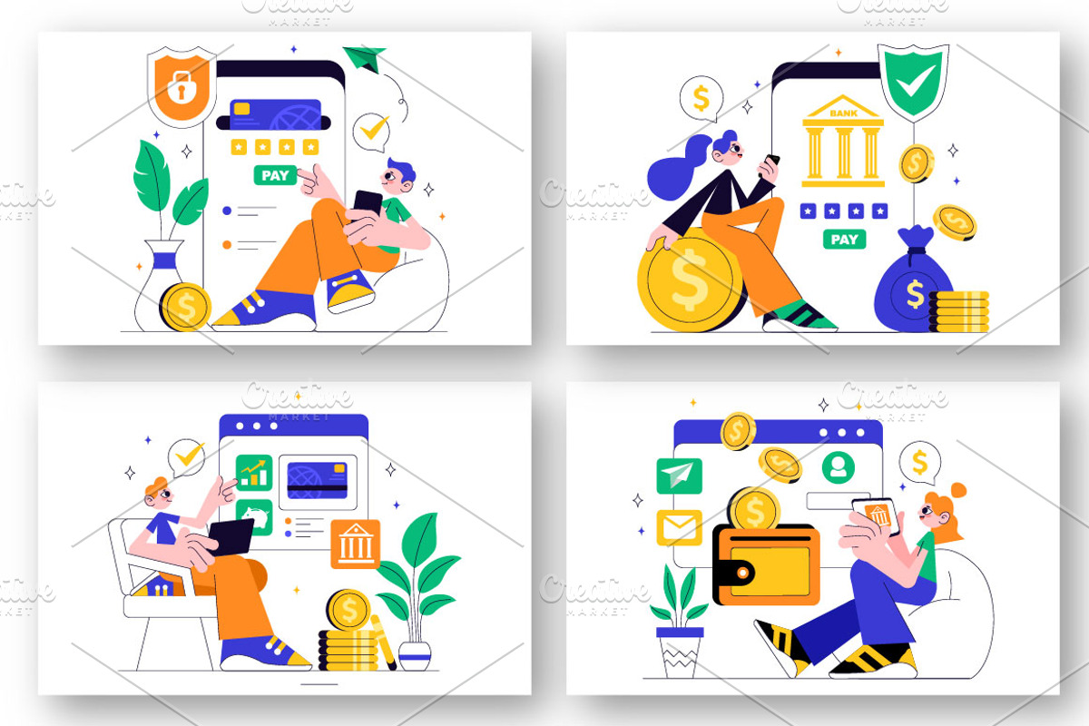 10 Online Banking Illustration, a Finance Illustration by denayunebgt (Photo 2 of 4)