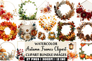 Watercolor Autumn Frames Clipart, an Illustration by Craft Nest (Thumbnail 1 of 4)