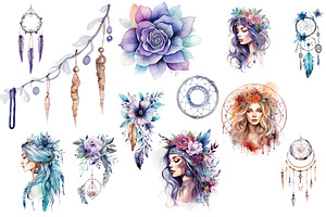 Boho Mystical Watercolor Females