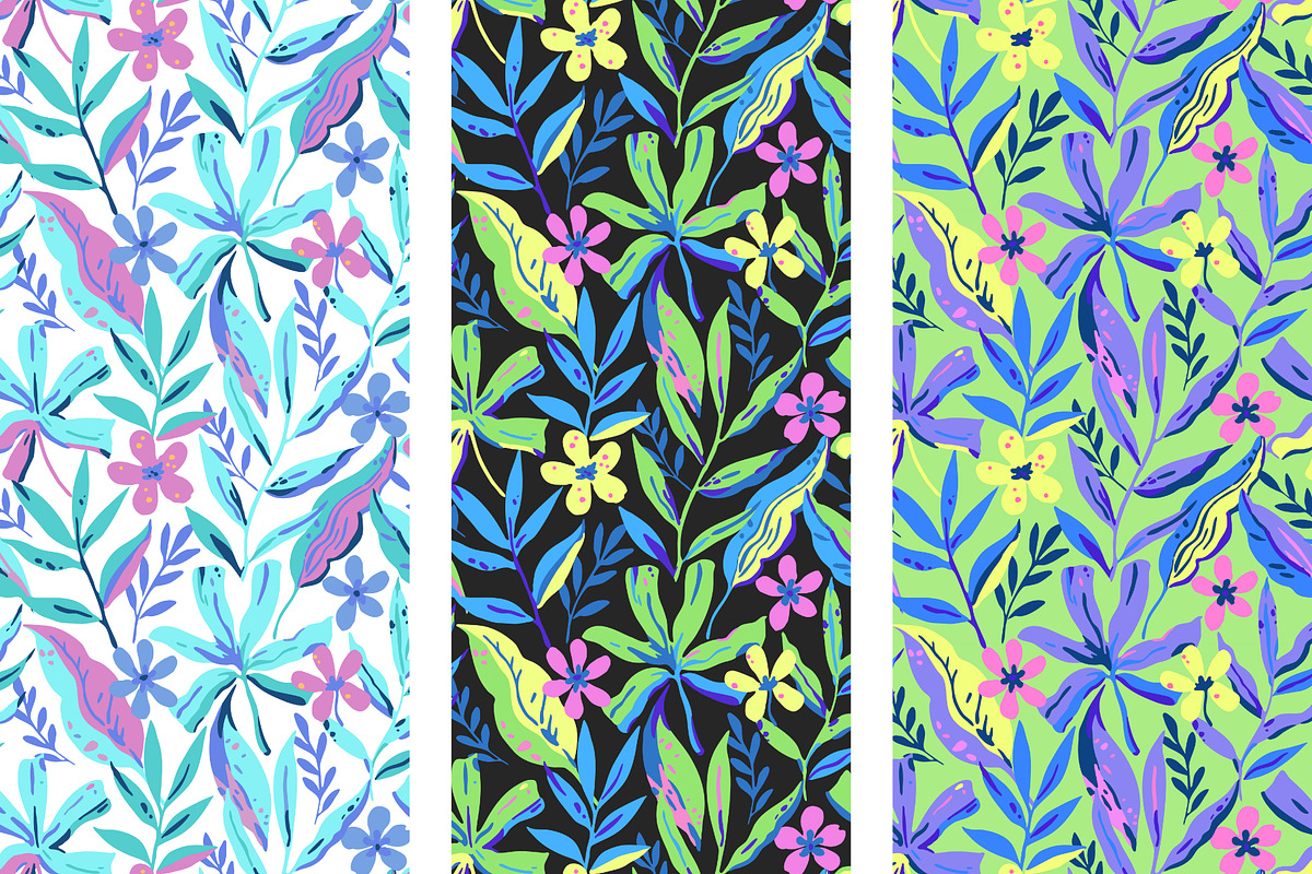 Vivid floral seamless patterns, a Pattern Graphic by Robusta | Creative ...