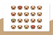 Cute Pug Dog Emoticon, an Outline Icon by yellowline (Thumbnail 2 of 3)
