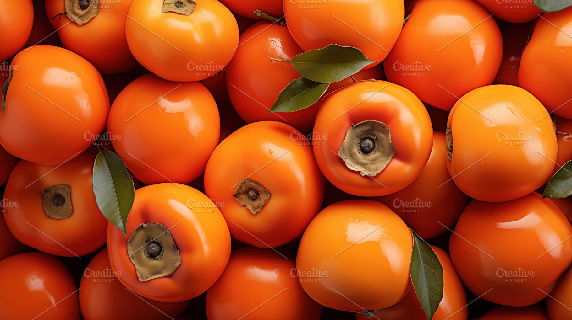 A close-up view of a pile of ripe persimmons, showcasing their vibrant orange c, a Food & Drink Photo by Textures & Backgrounds