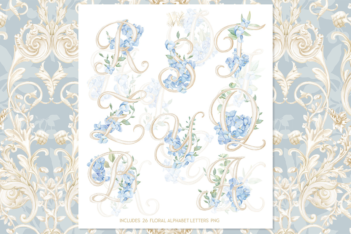 Hydrangea Lily Crest Watercolor Set, a Decorative Illustration by WonderWonder (Photo 4 of 9)