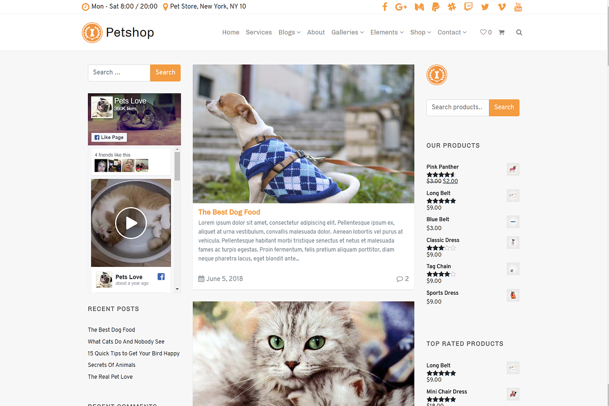 Petshop & Pet Care WordPress Theme, a WordPress Template by Visualmodo (Photo 9 of 30)