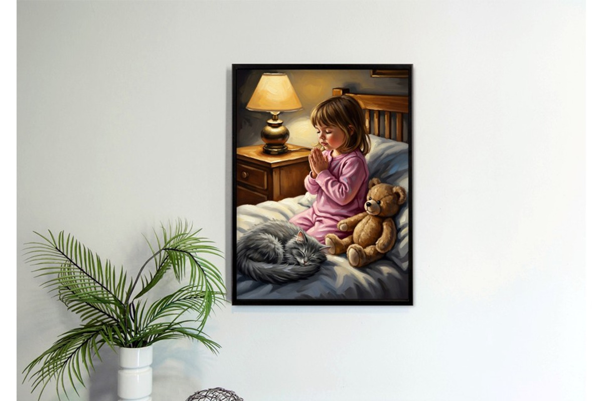 Girls praying at bedtime, a Person Illustration by Kat's Artful Creations (Photo 3 of 11)