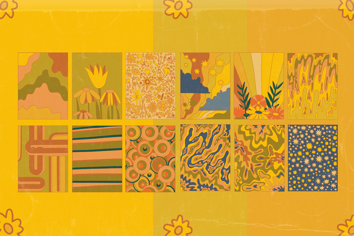 70s vector groovy boho posters, a Texture Illustration by okchizh (Photo 3 of 6)