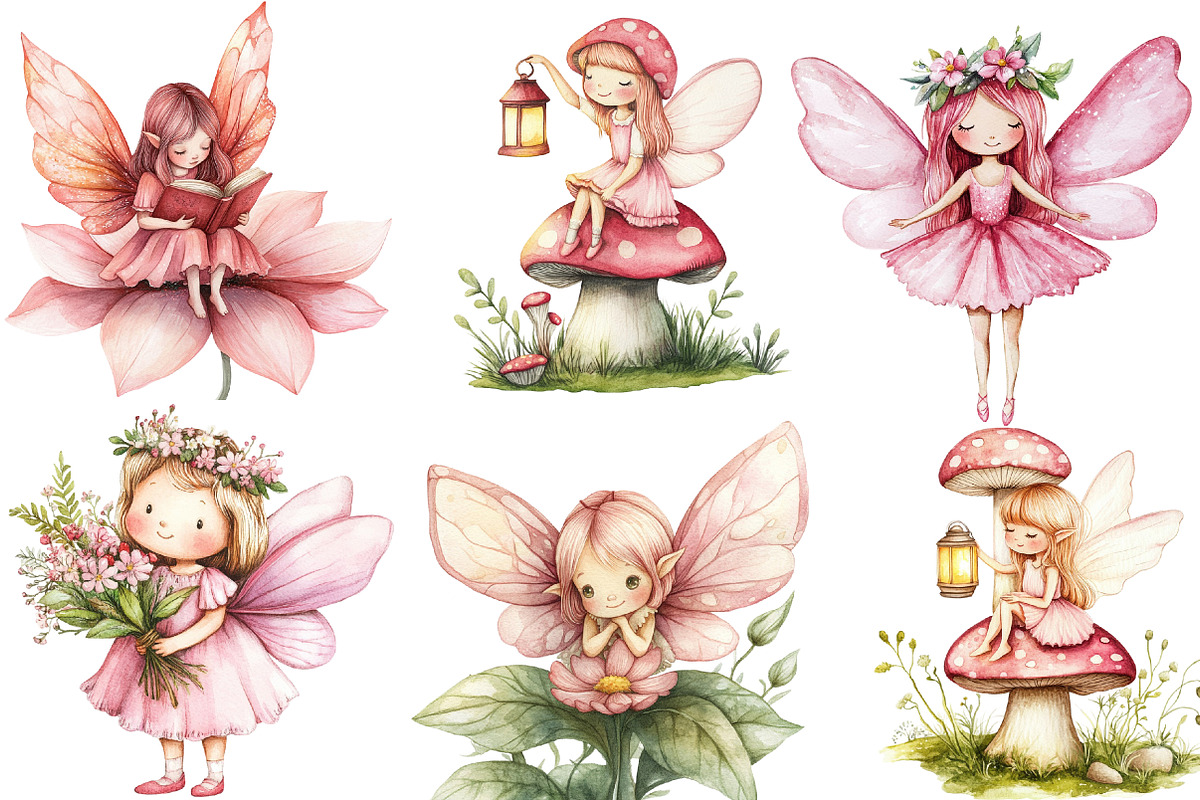 Pink Woodland Fairy Clipart, an Illustration by Designworld (Photo 4 of 5)