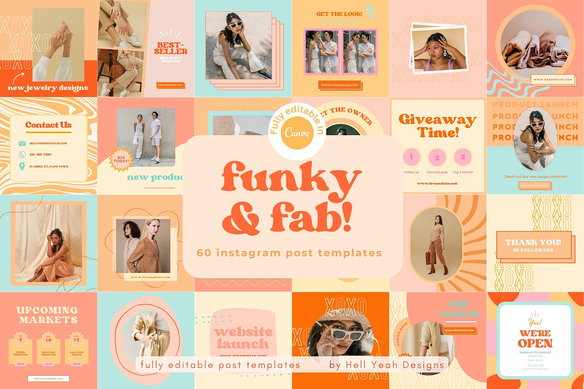 65 Funky & Fab Post Templates Canva, a Social Media Template by Hell Yeah Designs (Photo 1 of 6)