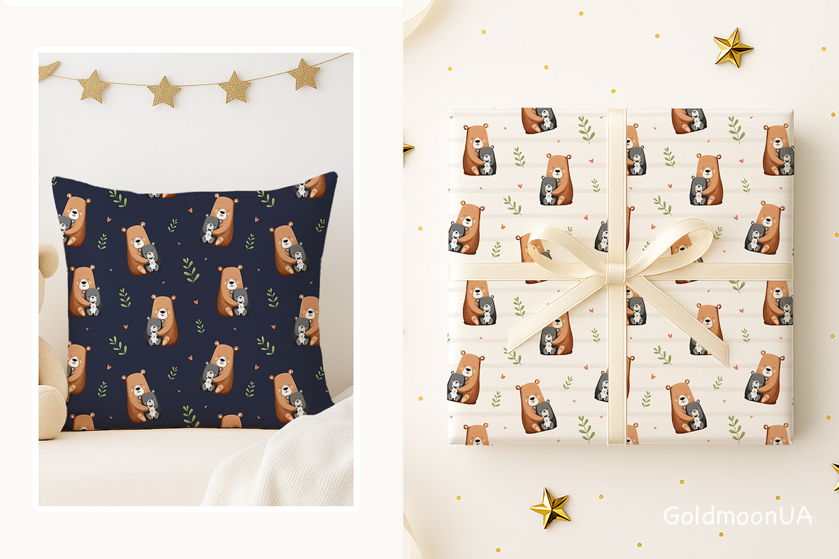 Bear Hug Patterns & Clipart, an Animal Illustration by GoldmoonUA (Photo 4 of 5)