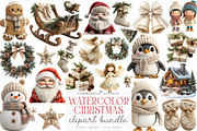 Cozy Watercolor Christmas Clipart, a Work Illustration by SinaCreation (Thumbnail 1 of 6)