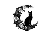 Cat on Crescent Moon Bundle, an Illustration by jahid234 (Thumbnail 4 of 31)