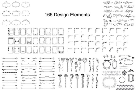 166 vector design elements., a Decorative Illustration by TaPilipa