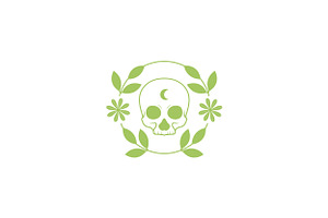 skull with leaf green logo design, a Branding & Logo Template by devastd