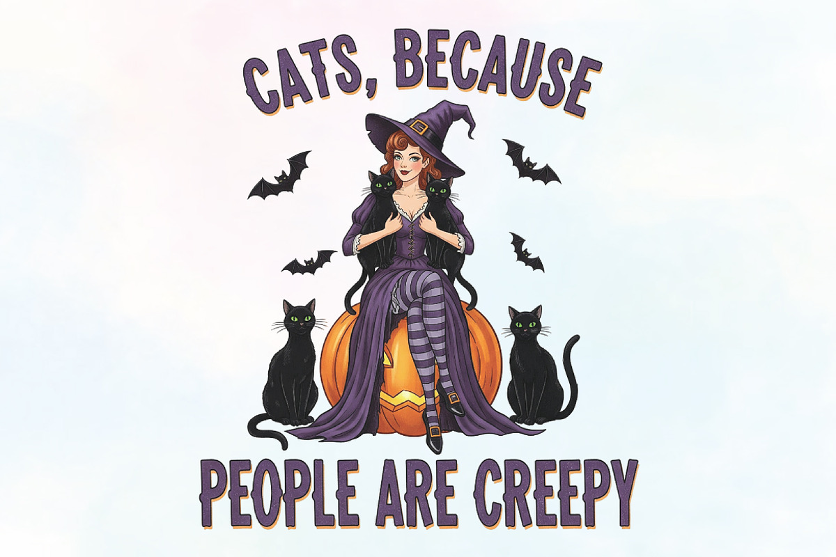 Sarcastic Halloween Cat Witch Creepy, an Illustration by CraftArtStudio (Photo 1 of 4)