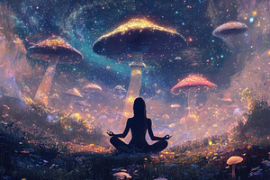 Mushroom fantasy landscape featuring, a Photo by Iftikhar Alam