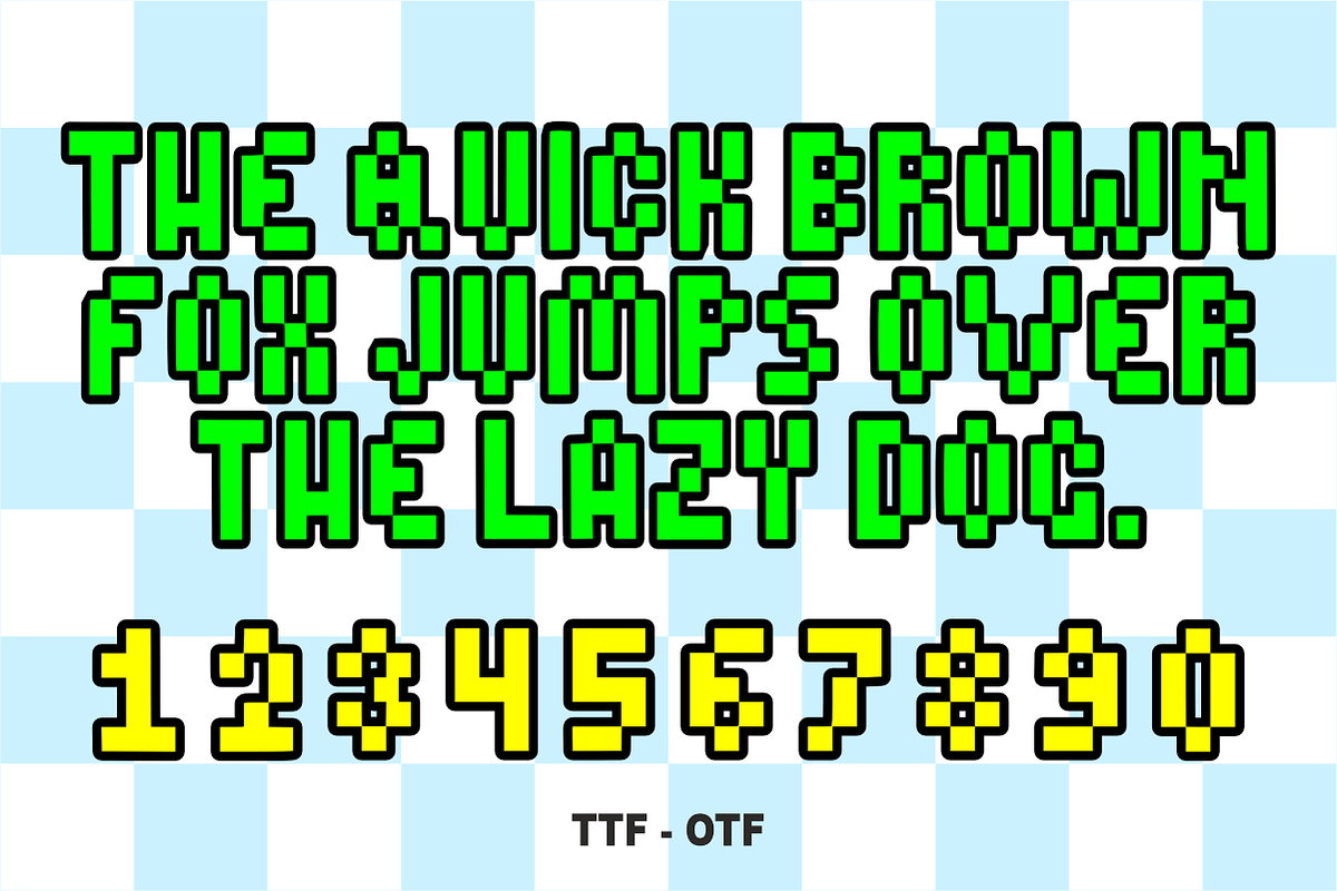 Simple Pixel – Gaming Display Font, a Slab Serif Font by KiddoGlyphs Studio (Photo 4 of 4)